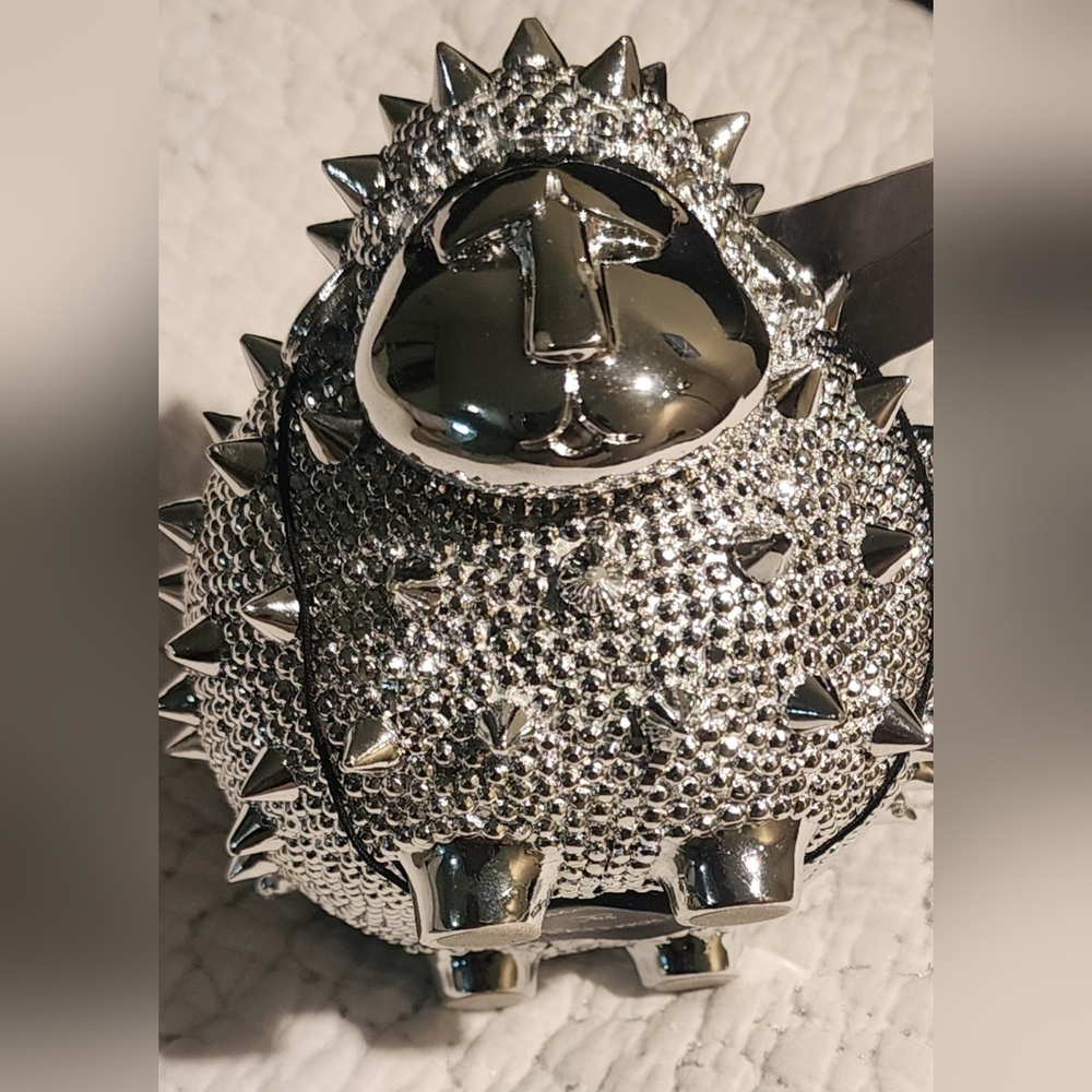 Metallic Silver Spiked Year Of The Sheep Money Bank/ Decor Piece By BCBG